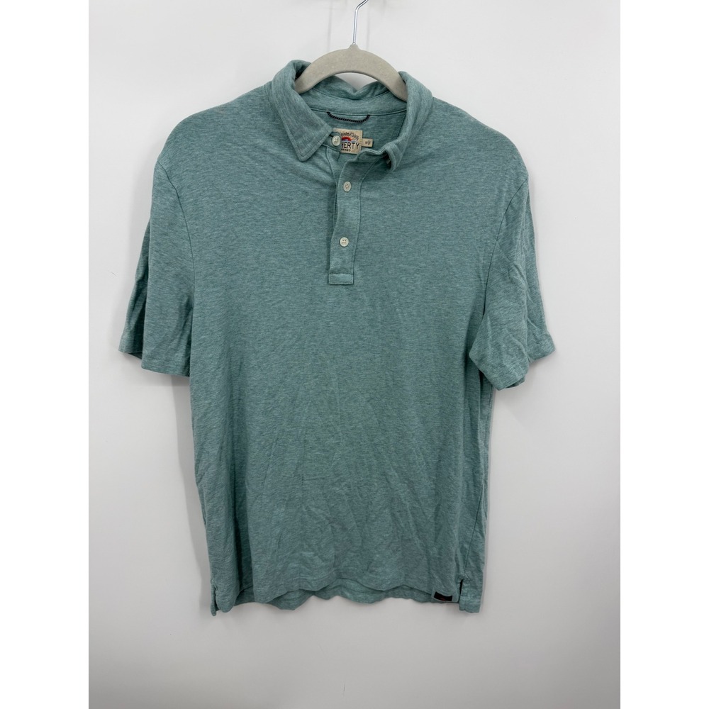Faherty Cloud Polo Shirt Mens Medium Teal Heather Pima Cotton MKC0115-TML